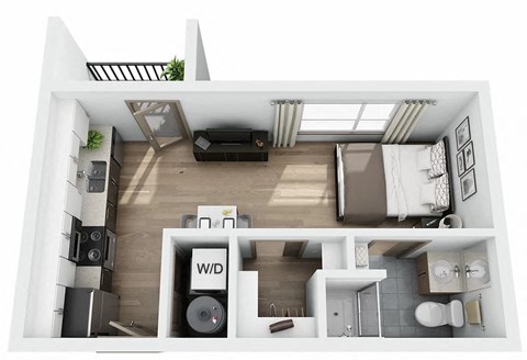 Floor plan for studio, 1 bath, 361 sqft
